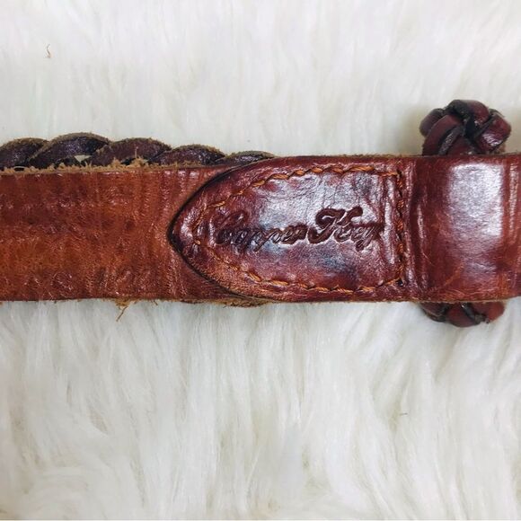VINTAGE Y2K Brown Braided Genuine Leather Belt Woven Whiskey Cognac Size XS XXS - Picture 7 of 10